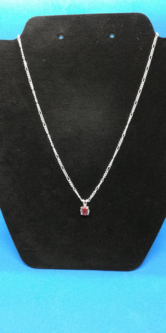 16" Sterling Silver figaro necklace with Alexandrite round pendant